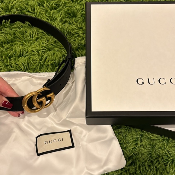 GUCCI Gold Wide Leather Belt - Picture 3 of 3